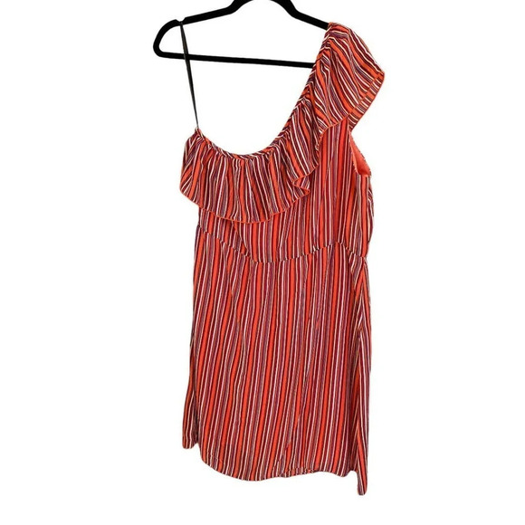 BISOU BISOU Women's Red Multistripe Off The Shoulder Dress Size 16 - Picture 6 of 8